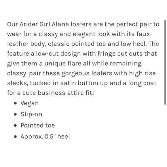 A Rider Girl Alana Snake Loafers Size 10 Vegan Fringe Pointed Toe Western Modern - Picture 2 of 8